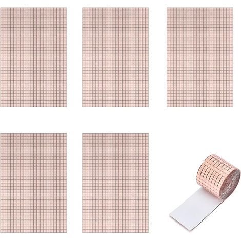 5 Pièces Carreaux de Miroir en Mosaïque, D'autocollants Mosaïque pour Miroir, Mosaïque en Verre Véritable, Pour Cuisine, Salle de Bain - Argenté (1/5)