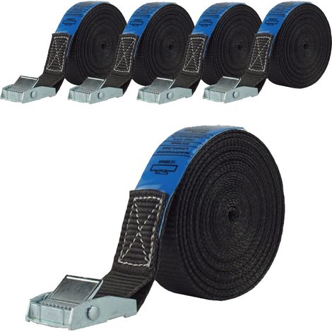 5x Spanngurt Gurt Zurrgurt Klemmschloss Auto 1-tlg 6m 250 kg SCHWARZ (1/5)
