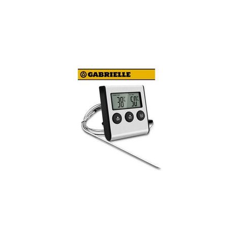 1 thermomètre numérique LED avec sonde, thermomètre alimentaire avec fonction minuterie, thermomètre de cuisson et de grillade, four, piles non incluses (1/5)