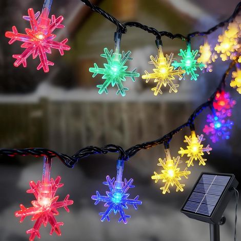 Guirlande Lumineuse Exterieur Solaire, 12M 100 LED Flocon de Neige Lumières de Noël Étanche 8 Modes Dècoration noël Exterieur Interieur (1/5)