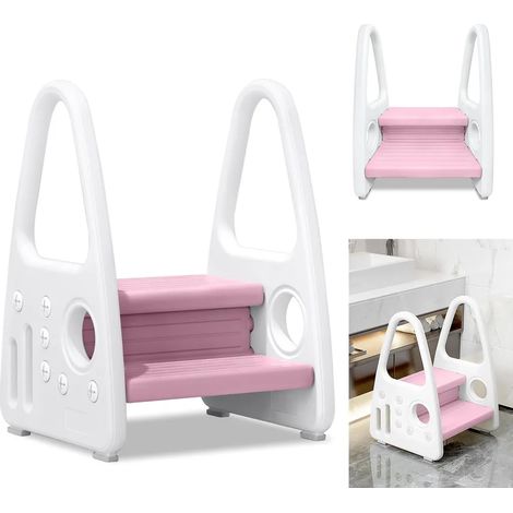 Marchepied XINZI pour enfants, 2 marches, tour d'apprentissage, marchepied pour tout-petits, tabouret pour enfants debout, rose (1/5)