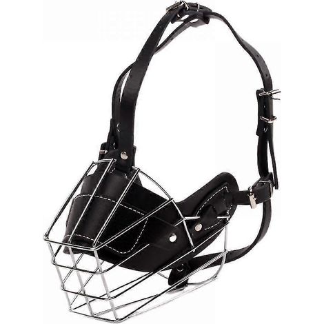 Filiyano-Muselière pour chien Pitbull, masque métallique, muselière en fil de fer, sangles en cuir réglables pour grands chiens (noir, XL) (1/4)