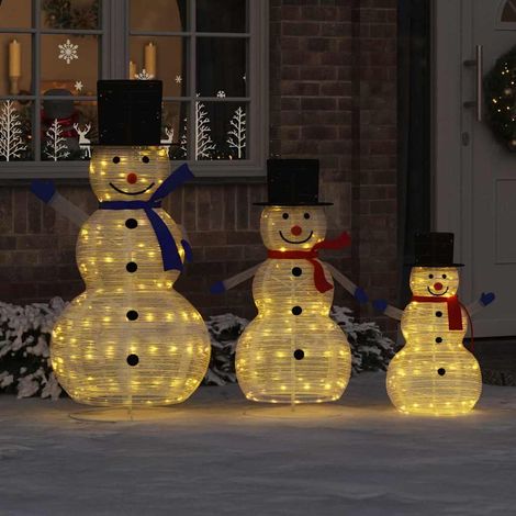 Weihnachts-Schneemann Familie 3 pcs Warmes Weiß Stoff