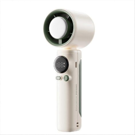 Tragbarer Turboventilator, 4000 mAh, USB-aufladbar, mit LED-Digitalanzeige, Mini-Hochgeschwindigkeits-Reiseventilator, Weiß (1/5)