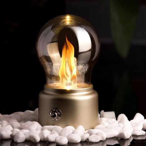 Lámpara de noche LED retro, lámpara de mesita de noche con bombilla, lámpara de mesita de noche retro recargable por USB (dorada) (1/5)