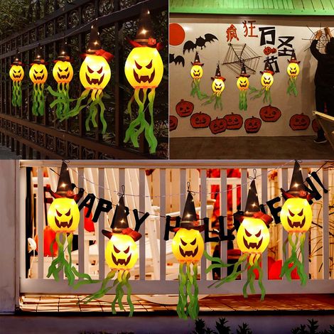 Lanterne Fantôme LED Halloween pour Décoration Maison et Fête - Chapeau de Sorcier Lumineux
