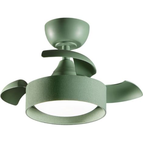 Ventilatore Moderno Cleo Metallo Tessuto Verde Bosco Opaco Led 22W Cct