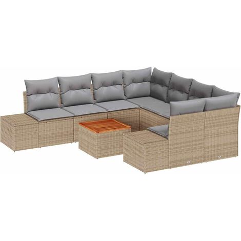 Maison Exclusive - Gartensofa-set 9 pcs Beige und Hellgrau Poly-R