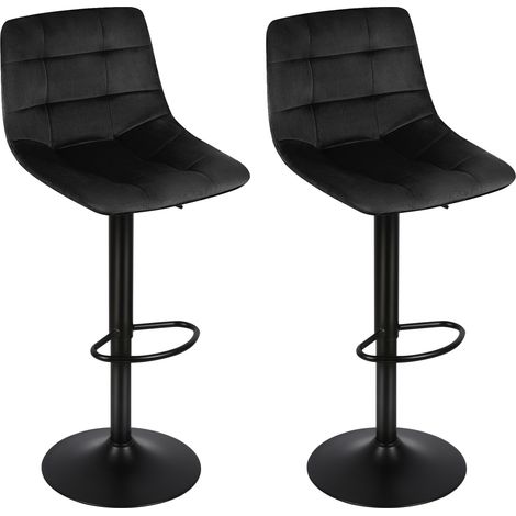 2er Set Barhocker,Barstuhl Design Hocker,Drehbar, aus Samt mit Metallbeinen,Küchenstuhl,Schwarz (1/5)
