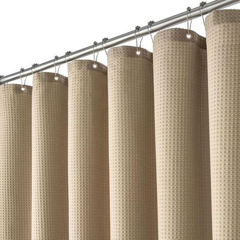 Rideau De Douche - Tissu Gaufré Beige - Imperméable Pour Salle De Bain - 180x200 Cm (1/5)