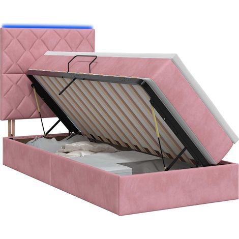 Maison Exclusive - Letto con contenitore LED e materasso Rosa 90 x 190 cm Velluto (1/5)