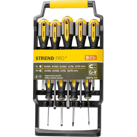 Schraubendrehersatz Strend Pro SDX72-209, 9-teilig, Schlitz + Phillips (1/3)