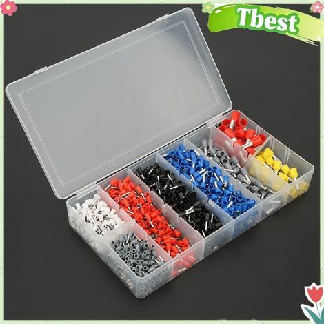 Tbest Borne de fil Kit de Sertissage de Connecteurs de Bornes de Fil Isolés 1200 Pièces, Code Couleur pour une auto cosses (1/5)