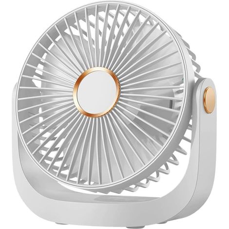 Sèche-cheveux portatif silencieux avec veilleuse, batterie rechargeable USB, rotation à 360°, réglage en 5 étapes, lame amovible pour un nettoyage facile, pour le bureau et la maison