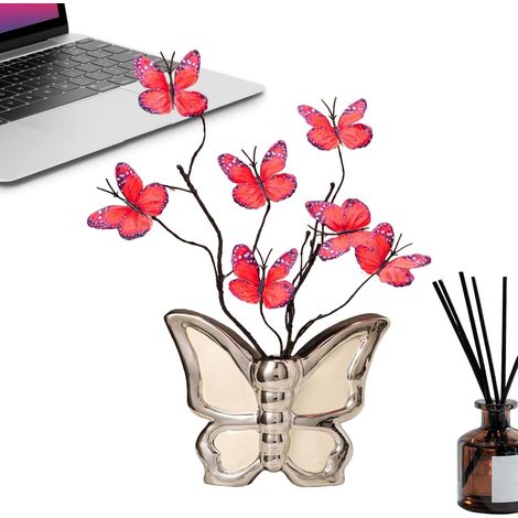 Vase en Céramique Vase À Fleurs Papillons Décor De Bureau en Céramique Pièce Centrale Décorative Pour Table Décoration Mariage et Événements (1/5)