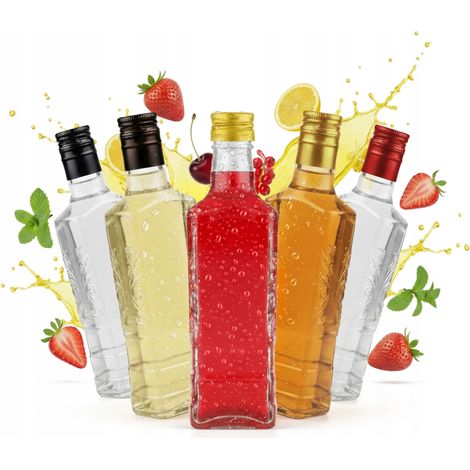 5x Bottiglie di vetro PIONIER MOSCOW da 250 ml + tappo per liquori al vino (1/5)