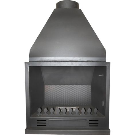 MF - Barbacoa de Leña Modelo B70 de 79,5 x 40 x 129 cm en Acero con Rejilla de Hierro Fundido, Parrilla de Asado, Control de Tiro y Pintura Anticalórica Negra
