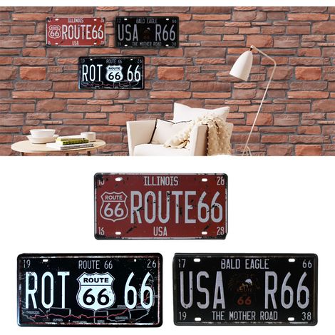 Amerikanische Route 66 USA R66 Metallschild, Vintage-Nummernschild, Wanddekoration für Garage, Haus und Auto (1/5)