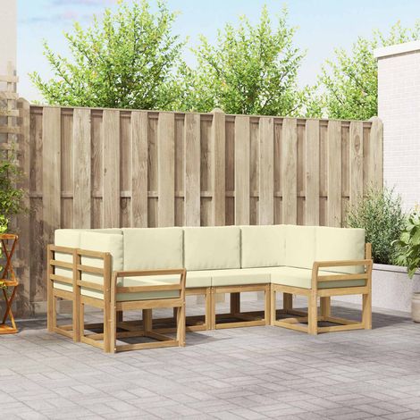 vidaXL Outdoor-Sofagarnitur 6 Stk. Weiß und Creme (1/5)