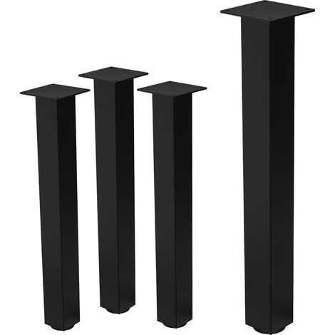 ML-Design 4er Set Tischbeine I-Design 72 cm, Schwarz glänzend, aus pulverbeschichtetem Stahl, eckig, Profil 8x8 cm, Höhenverstellbare Möbelfüße 1-4cm, Möbelbeine für Esstisch Schreibtisch Arbeitstisch