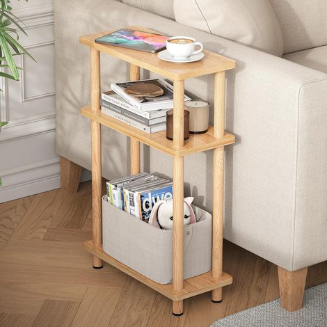 Table D'appoint, 3 Niveaux Table Basse étroite de Salon, Convient pour Salon, Chambre, Balcon, Naturel (1/5)