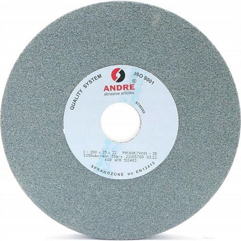 Mola abrasiva piatta Andre 200 mm x 25 mm x 32 mm 99C60K7VC01-35 verde "TIPO 1"
