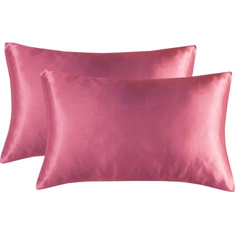 Funda de almohada de seda artificial para exportación, funda de almohada de satén, funda de almohada de color liso al por mayor, ropa de cama rosa Nantong al por mayor US-CK: 51102cm2 (2040in) (1/5)