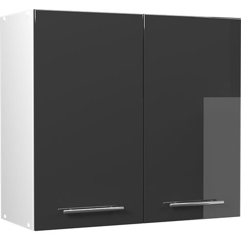 Pensile da cucina Fame-Line, Antracite lucido/Bianco, 80 cm, Vicco (1/5)