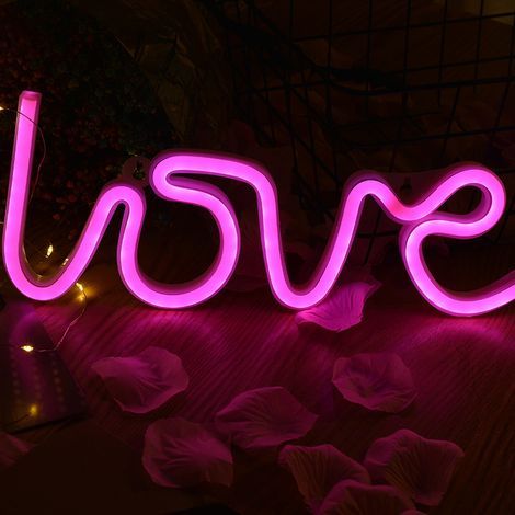Signes d’amour au néon, Lumière au néon à led pour les fournitures de fête, Accessoire de décoration de chambre pour filles, (1/4)
