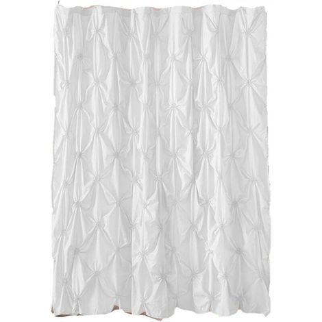 Ruffled Shower Curtain, Bathroom Curtain (White) 180x180cm (1/3)