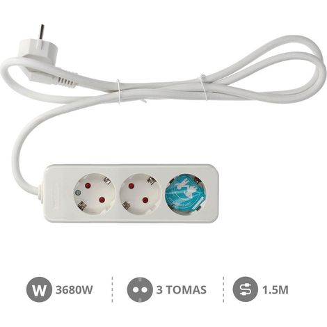 Base múltiple 3 enchufes 1.5m cable GSC 0800058 (1/2)