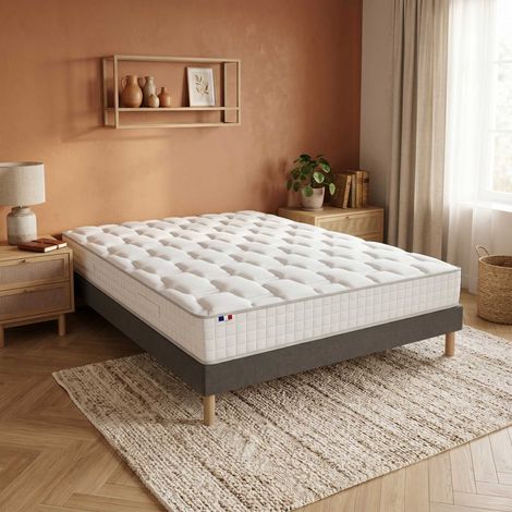 Ensemble matelas ressorts H24cm sommier en kit 140x200cm gris (1/5)