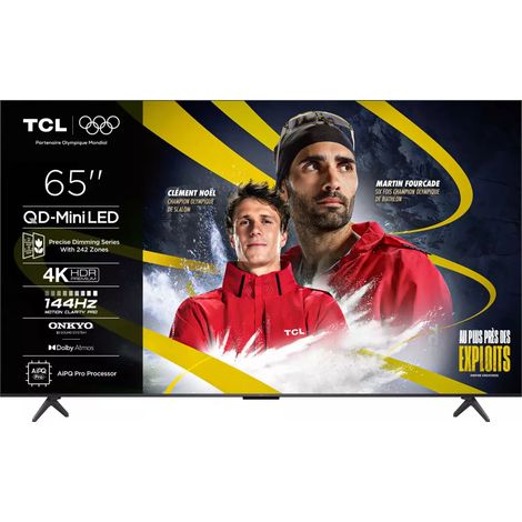 TCL – Téléviseur 65 pouces Mini LED UHD 4K – Smart TV avec 4 ports HDMI – Classe énergétique A – Taux de rafraîchissement 60Hz (1/3)