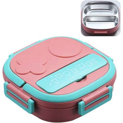 BUNTHAUS Boîte à Lunch Avec Fourchette Boîte à Lunch Japonaise à 2/3 Compartiments Récipients à Dîner Réutilisables Boîte à Bento En Acier Inoxydable Étanche Pour Adultes Enfants Bureau De L'École, Ro (1/5)