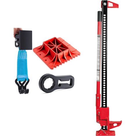 GATO DE TRINQUETE HI-LIFT ESPECIAL TODO TERRENO 4x4, OFF ROAD Y SUV + Base de apoyo + Brida de soporte + Enganche RUEDAS (1/5)