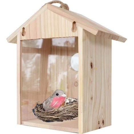 Maisons d'oiseaux, Nid de Colibri à Suspendre pour Oiseaux, Nids d'oiseaux en Bois à Suspendre Maison D'élevage Maison de Repos Fournitures de Jardin Extérieur pour la Famille et (1/4)