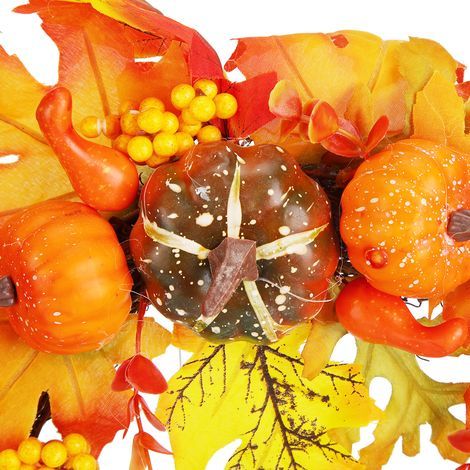 Autumn Door Wreath Made of Artificial Pumpkin Leaves for Halloween and Christmas Decoration (1/5)