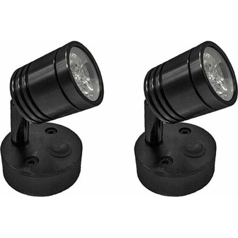 Stück 12 V LED-Spot-Leselicht, Wandlampe, Nachttischlampe, verstellbarer Schalter, Wohnmobil, Wohnwagen, zylindrisch, flexibel, Innenbeleuchtung für Boot, Camper Van (schwarz) – (1/4)