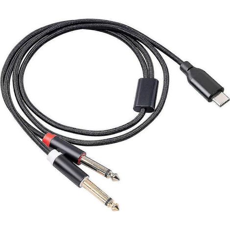 Câble audio stéréo USB-C vers double prise jack 6,35 mm pour smartphone et multimédia (1/5)