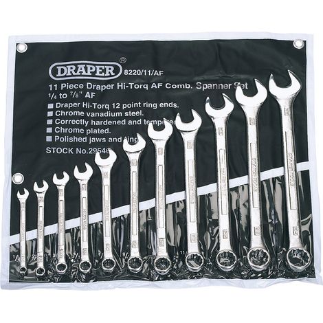 Draper Tools Expert 11-Piece Silver Combination Box-End and Open-End Wrench Set (1/5)
