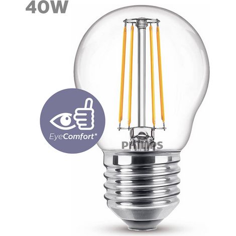 Philips LED Classic Bombilla, 40 W, E27, P45, Transparente, Luz Blanca Cálida, No Regulable (1/4)