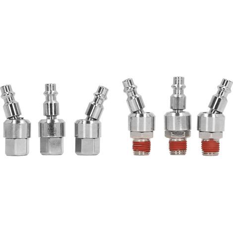 1/4-Zoll-NPT-Luftschlauchanschlüsse, 360°-Drehkupplung, Edelstahl-Schnellanschlussstecker, 6 Stück (1/5)