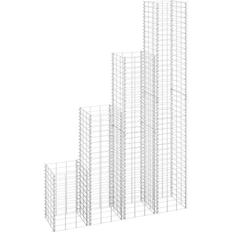 Lits surélevés en gabion lot de 4 30 x 30 x 50/100/150/200 cm fer Argent