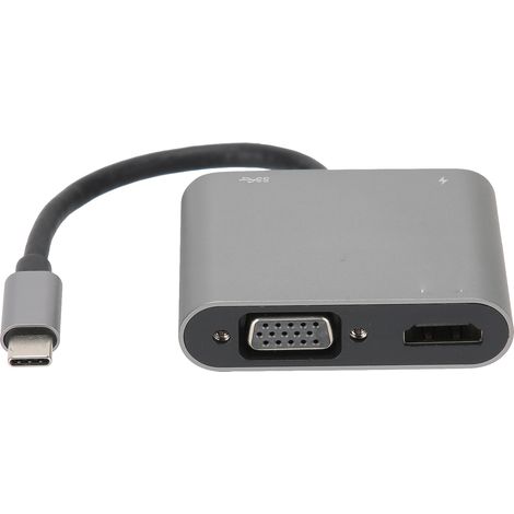Adaptateur hub USB 4 en 1 USB-C vers HDMI/Giga (argenté) (1/5)