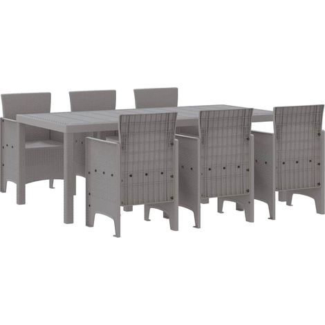 Maison Exclusive - Set da Pranzo per Giardino 7 pcs Grigio Chiaro Polipropilene (1/5)