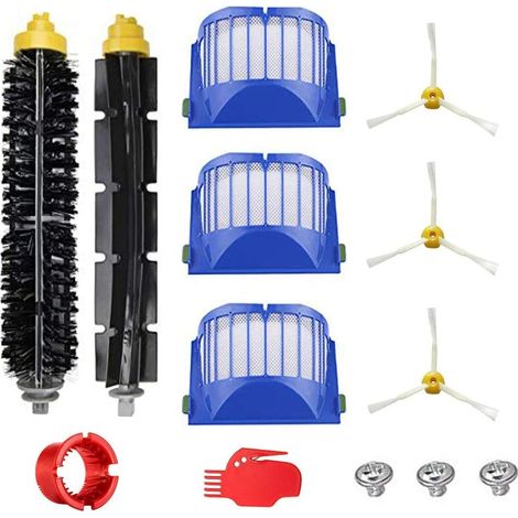 Accessoires de robot de balayage série 600 série 6 vis simple 3, 3 brosses latérales triangulaires + 3 filtres + 1 jeu de brosses principales + 1 lame + 1 cylindre de nettoyage (1/5)