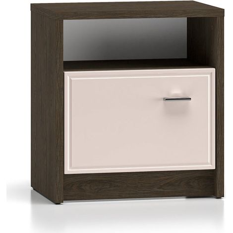 Comodino 1 anta Kaius cachemire e marrone scuro 54,8cm (1/5)