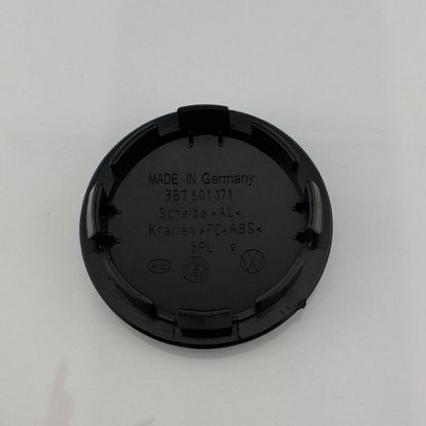 Jeu de 4 Enjoliveurs de Jantes pour Volkswagen R-Line, noir avec Noir Logo Argent avec un Diamètre de 65mm (1/4)