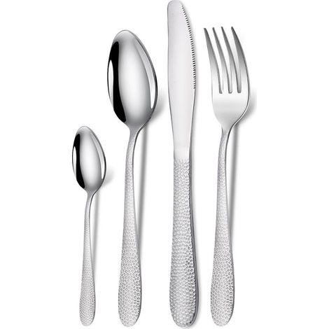 Couverts - Acier Inoxydable 18/10 - Finition Miroir - Compatible Lave-Vaisselle - Ensemble 24 Pièces (1/3)