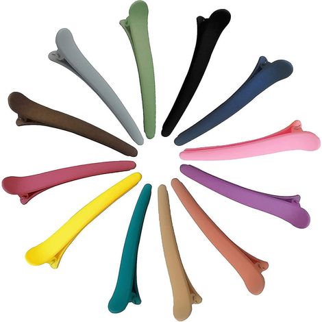 12 Pcs Pince Cheveux,crocodile Pinces Bec De Canard Multicolore Barrettes En Plastique Clips De Coiffure Pour Filles Femmes De Coiffure Salon Et (1/4)